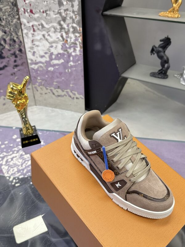 sy_no_699F709D63DC3FC4EDEFB862304748D8_4 Louis Vuitton LV Trainer Maxi Grey Khaki & Oatmeal Brown Monogram Sneakers