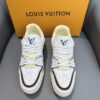 sy_no_69E0B7A5329A61E55AFBAFCD8554FDDE_0 Louis Vuitton LV Trainer White & Chocolate Brown Monogram Embossed Leather Sneakers