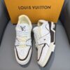 sy_no_69E0B7A5329A61E55AFBAFCD8554FDDE_1 Louis Vuitton LV Trainer White & Chocolate Brown Monogram Embossed Leather Sneakers