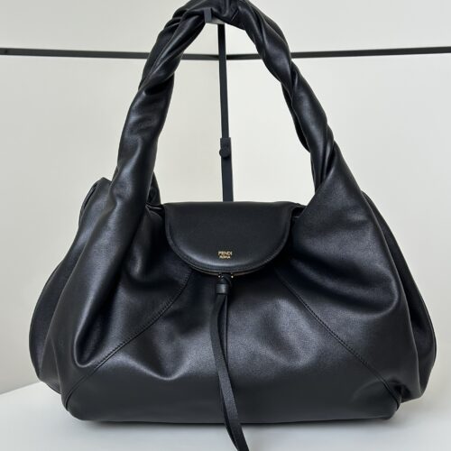 Fendi Hobo Shoulder Tote Bag – Black Soft Leather