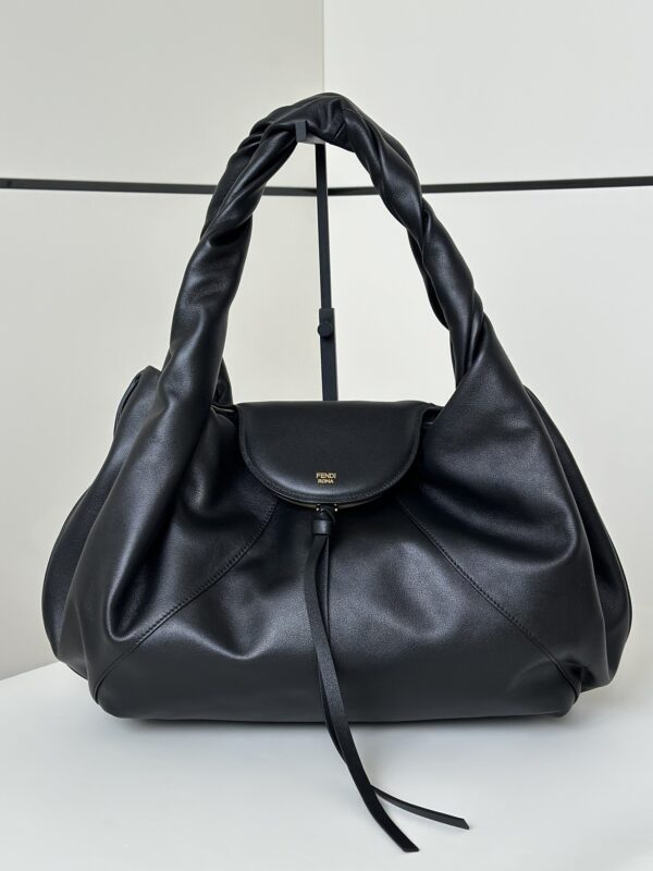 sy_no_6A8BCE56A3E87A918831A1928EFE3641_0 Fendi Hobo Shoulder Tote Bag – Black Soft Leather