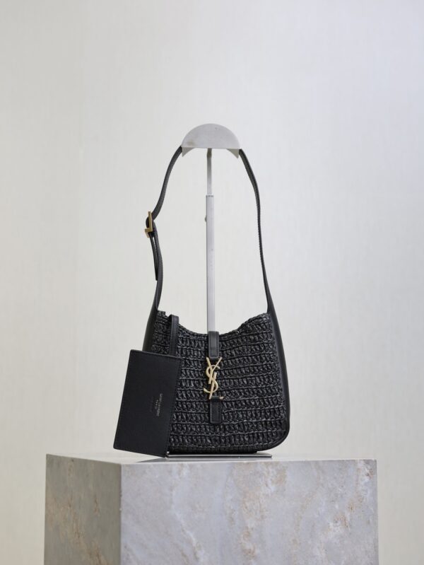 sy_no_6BCFD69082DDAF671473D9903C227A20_0 YSL Le 5 À 7 Mini Woven Shoulder Bag – Black
