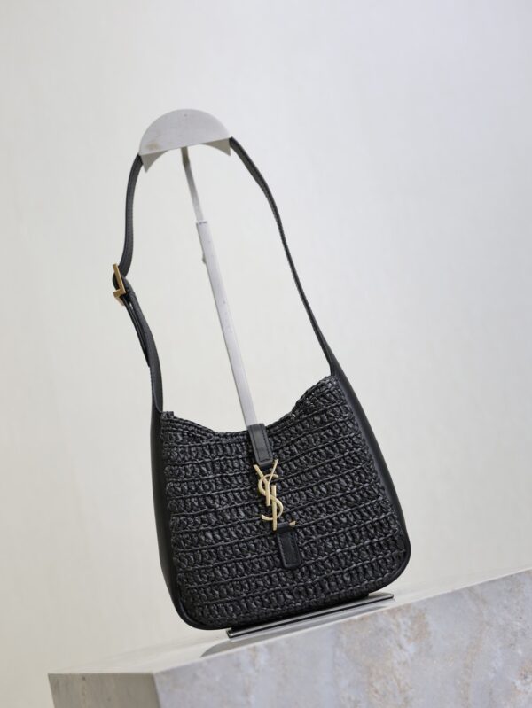 sy_no_6BCFD69082DDAF671473D9903C227A20_1 YSL Le 5 À 7 Mini Woven Shoulder Bag – Black