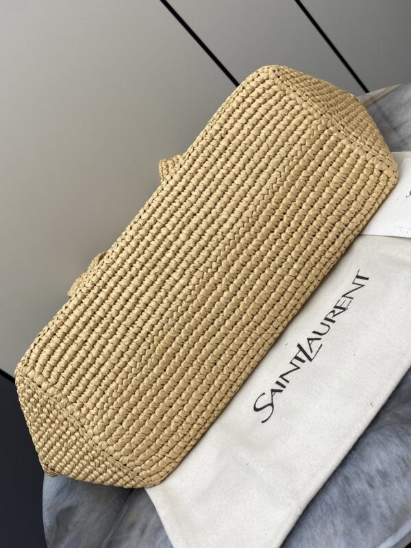 sy_no_6D06805740B3D1CF18950125B9BF98EE_3 YSL Small Icare Woven Tote – Beige & Gold