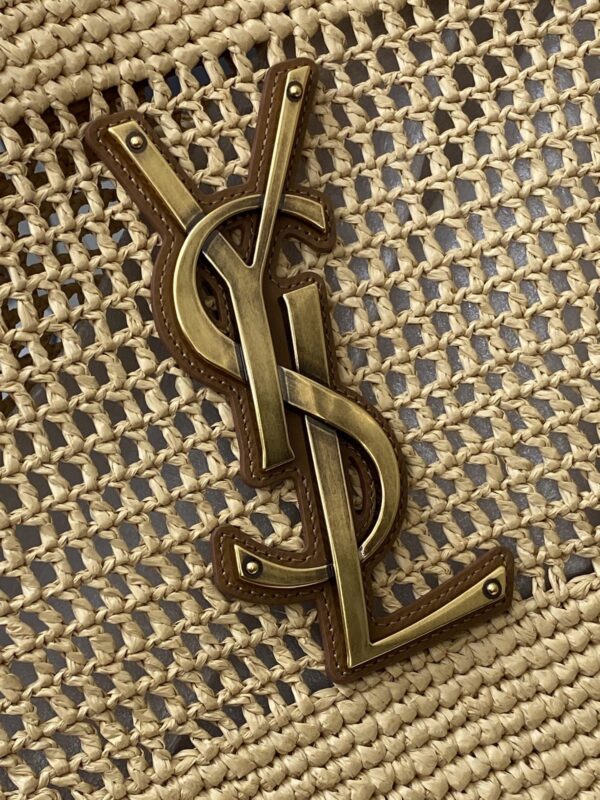 sy_no_6D06805740B3D1CF18950125B9BF98EE_5 YSL Small Icare Woven Tote – Beige & Gold