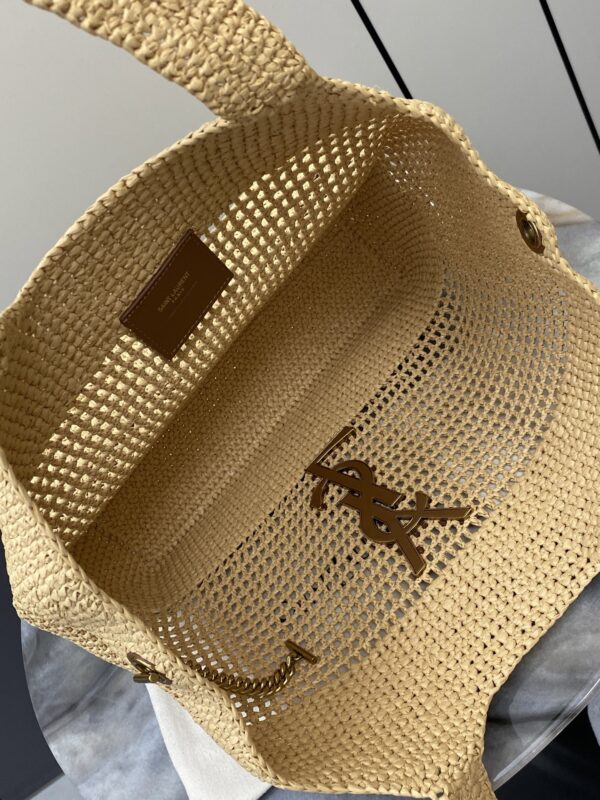 sy_no_6D06805740B3D1CF18950125B9BF98EE_7 YSL Small Icare Woven Tote – Beige & Gold