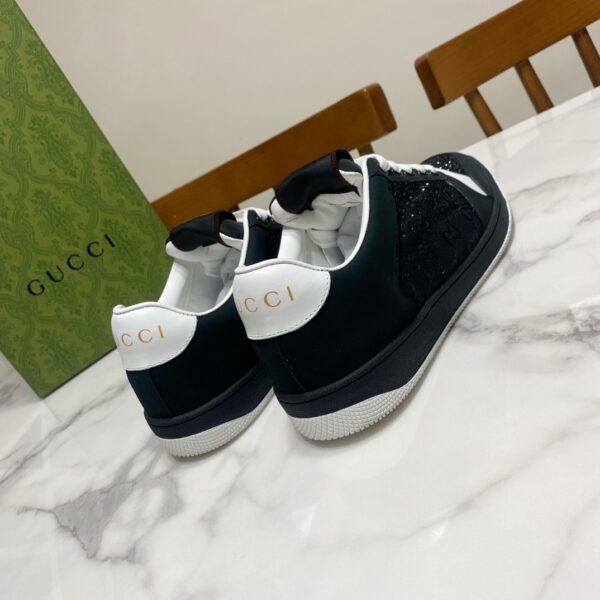 sy_no_6D5F9E8E8513D49529D4CA41621B28BE_1 Gucci Screener Black Crystal Leather & Suede Sneaker