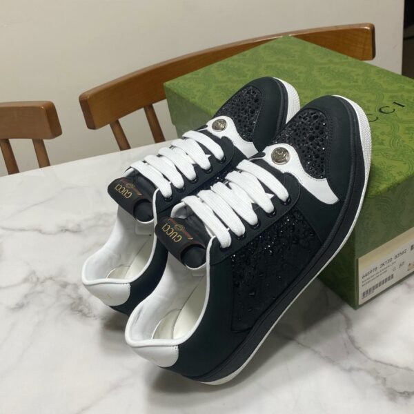 sy_no_6D5F9E8E8513D49529D4CA41621B28BE_5 Gucci Screener Black Crystal Leather & Suede Sneaker