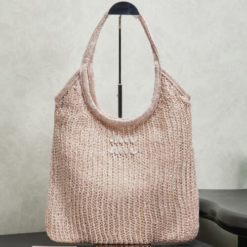 sy_no_6DAADCCC539E1C93C4040025295C6998_0 Miu Miu Ivy Sequin Mesh Tote Bag (Pink)