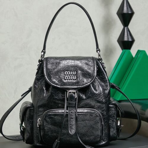 sy_no_6E00036ED125B542F449EA40BF791A9B_0 Miu Miu Medium Calfskin Backpack/Crossbody/Handbag with Crackled Finish