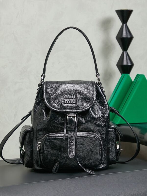 sy_no_6E00036ED125B542F449EA40BF791A9B_0 Miu Miu Medium Calfskin Backpack/Crossbody/Handbag with Crackled Finish