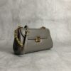 sy_no_6E11053F2A6CE48F26765E5D9075EF6D_2 Muddy Gray Smooth Leather Gold-Hardware Flap Shoulder / Crossbody Bag