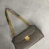 sy_no_6E11053F2A6CE48F26765E5D9075EF6D_6 Muddy Gray Smooth Leather Gold-Hardware Flap Shoulder / Crossbody Bag