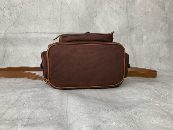 sy_no_6E1D3F9E1AEC59FF5B741CBD20C6C8B7_4 Dark Brown Canvas & Caramel Leather Drawstring Backpack