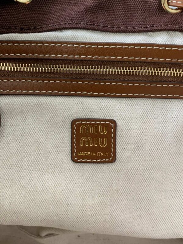 sy_no_6E1D3F9E1AEC59FF5B741CBD20C6C8B7_8 Dark Brown Canvas & Caramel Leather Drawstring Backpack