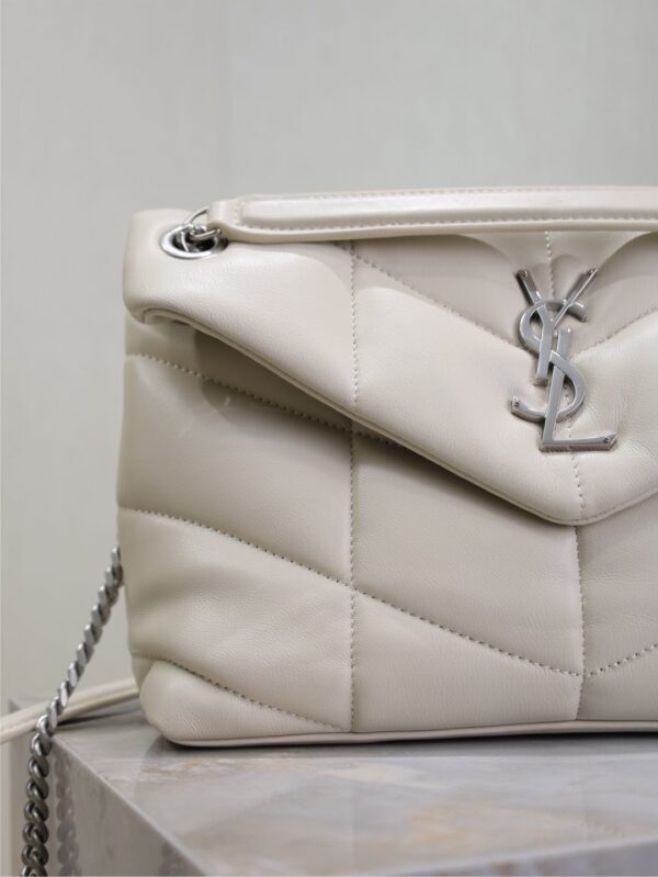 sy_no_6E32CC973E449DA36A3B2CC6C2535625_2 YSL Loulou 29cm Quilted Chain Bag – White Lambskin