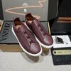 Burgundy Pebbled Suede Triple-Cross Slip-On Shoes