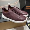 Burgundy Pebbled Suede Triple-Cross Slip-On Shoes