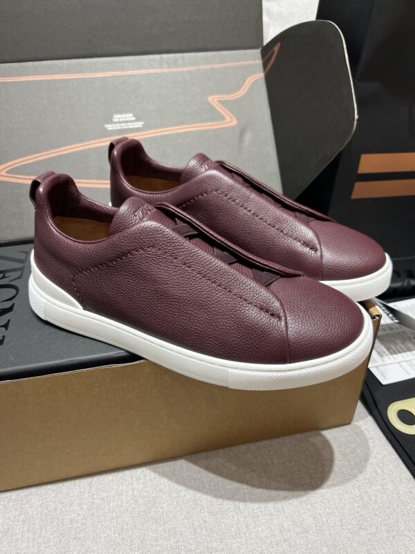 Burgundy Pebbled Suede Triple-Cross Slip-On Shoes