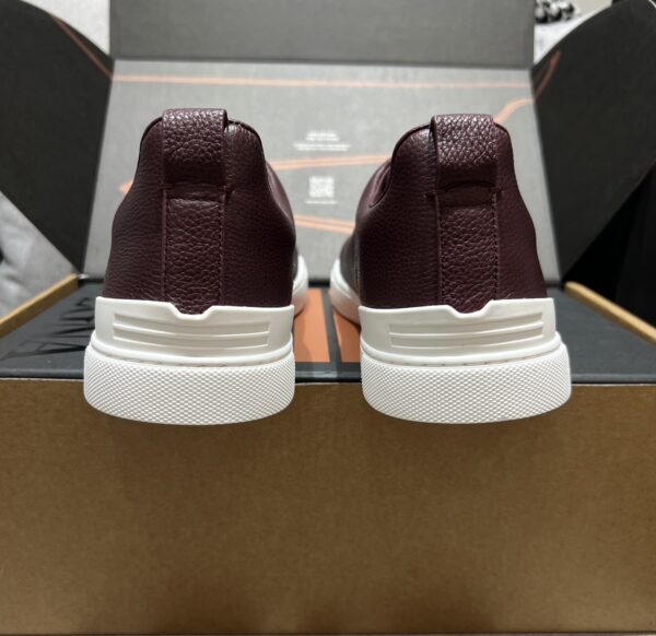 Burgundy Pebbled Suede Triple-Cross Slip-On Shoes