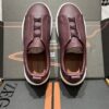 Burgundy Pebbled Suede Triple-Cross Slip-On Shoes