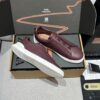 Burgundy Pebbled Suede Triple-Cross Slip-On Shoes