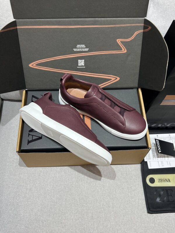 Burgundy Pebbled Suede Triple-Cross Slip-On Shoes