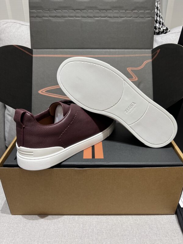 Burgundy Pebbled Suede Triple-Cross Slip-On Shoes