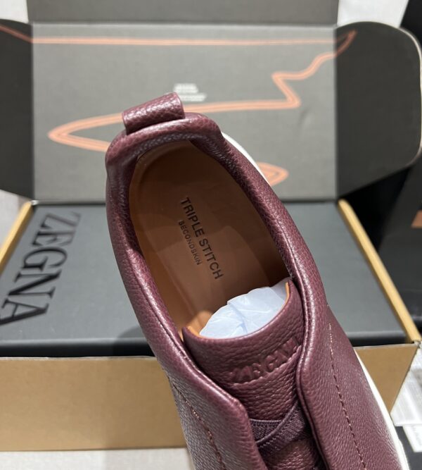 Burgundy Pebbled Suede Triple-Cross Slip-On Shoes