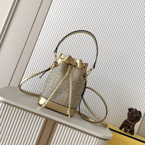 Fendi Mon Trésor Mini Crystal-Pattern Bucket Bag – Yellow