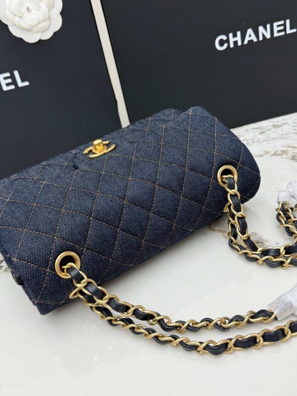 Chanel Classic Flap CF – Blue Quilted Denim with Gold Hardware (Medium 23 cm)