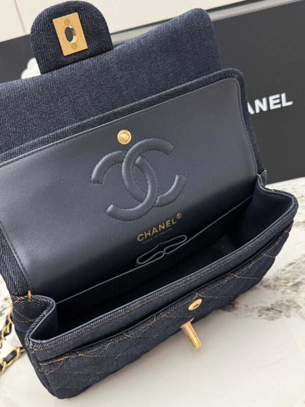 Chanel Classic Flap CF – Blue Quilted Denim with Gold Hardware (Medium 23 cm)