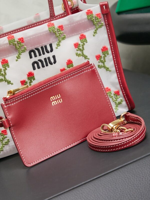 sy_no_6F3AC382F121A62905AF20582F8F314B_1 New Miu Miu Fashionable Floral-Embroidered Mesh Tote Bag