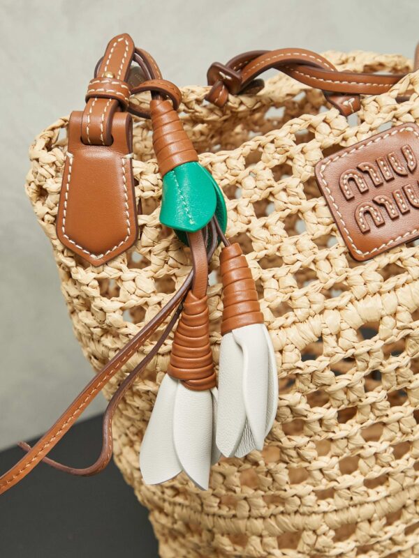 Miu Miu Raffia Crochet Bucket Bag