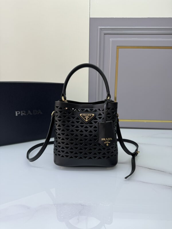 Prada "Pixie" Perforated Saffiano Calfskin Bucket Bag