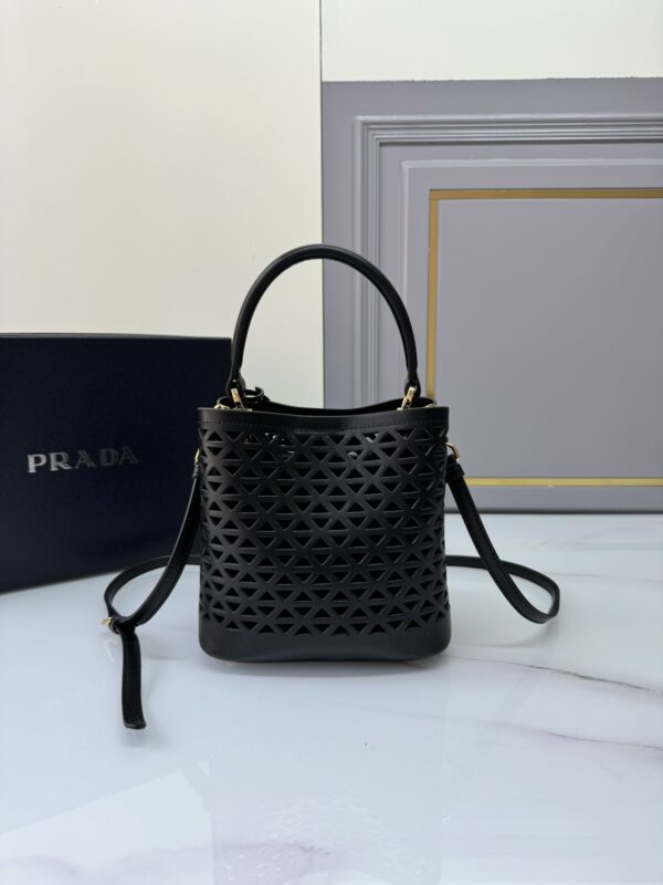 Prada "Pixie" Perforated Saffiano Calfskin Bucket Bag