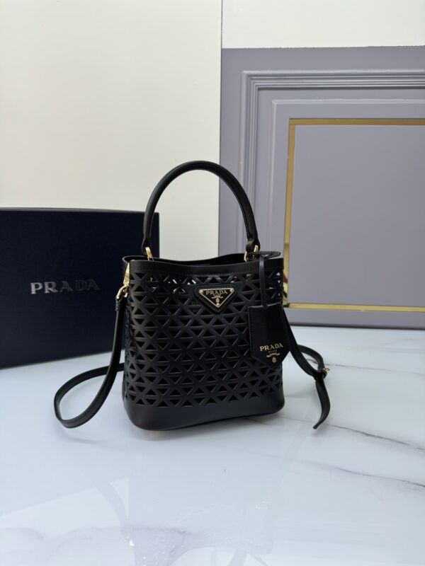 Prada "Pixie" Perforated Saffiano Calfskin Bucket Bag