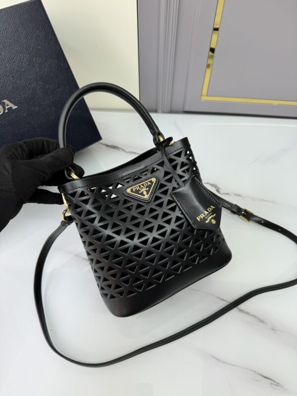 Prada "Pixie" Perforated Saffiano Calfskin Bucket Bag