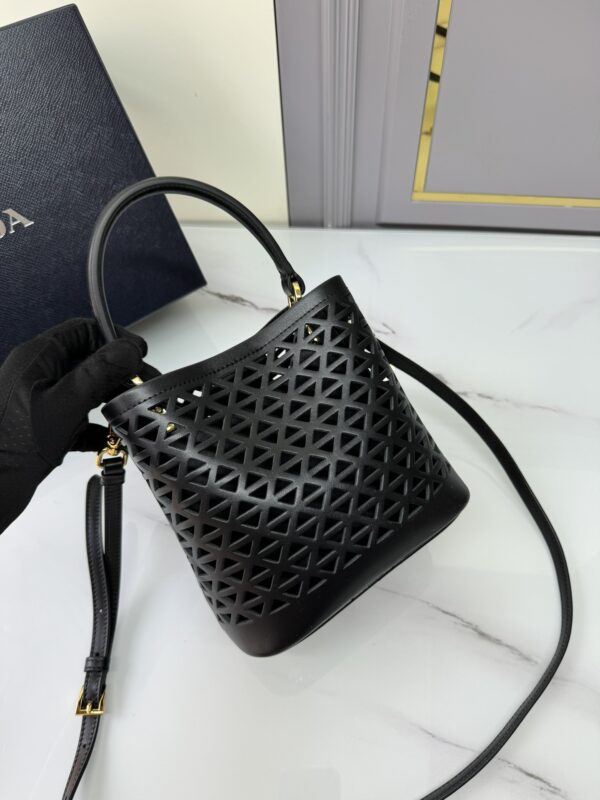 Prada "Pixie" Perforated Saffiano Calfskin Bucket Bag