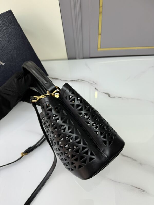 Prada "Pixie" Perforated Saffiano Calfskin Bucket Bag