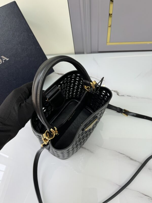 Prada "Pixie" Perforated Saffiano Calfskin Bucket Bag