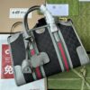 sy_no_704C3E757E16D10F71397FA9C693C98C_0 Gucci Ophidia GG Canvas Mini Boston Bag – Black Canvas with Gray Leather Trim