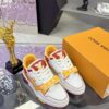 sy_no_7058B4E716BD6F3106F8509AC3FFE0AE_4 Louis Vuitton LV Trainer Strap White, Yellow & Burgundy Retro Sneakers