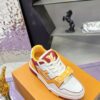sy_no_7058B4E716BD6F3106F8509AC3FFE0AE_5 Louis Vuitton LV Trainer Strap White, Yellow & Burgundy Retro Sneakers
