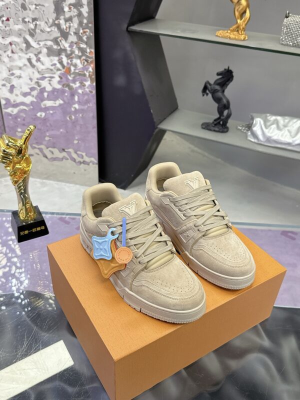 Louis Vuitton LV Trainer Maxi Sand & Oatmeal Suede Sneakers