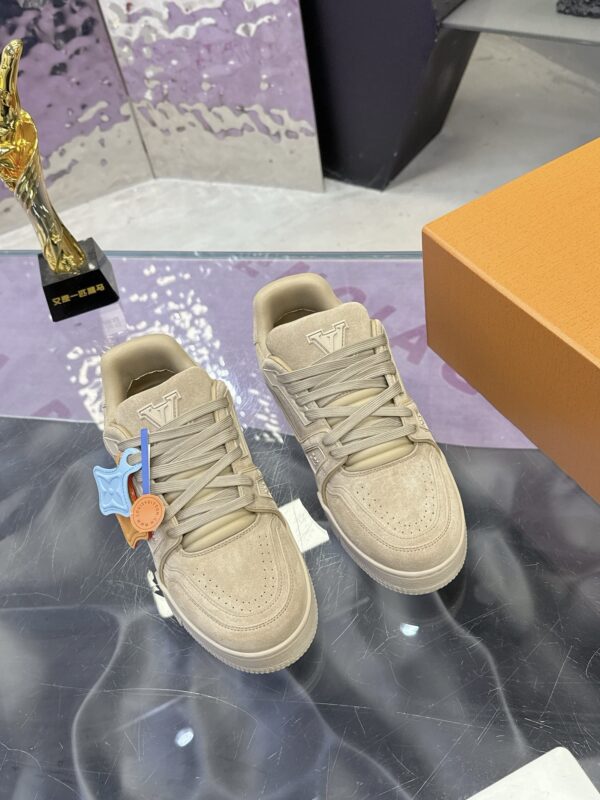 Louis Vuitton LV Trainer Maxi Sand & Oatmeal Suede Sneakers