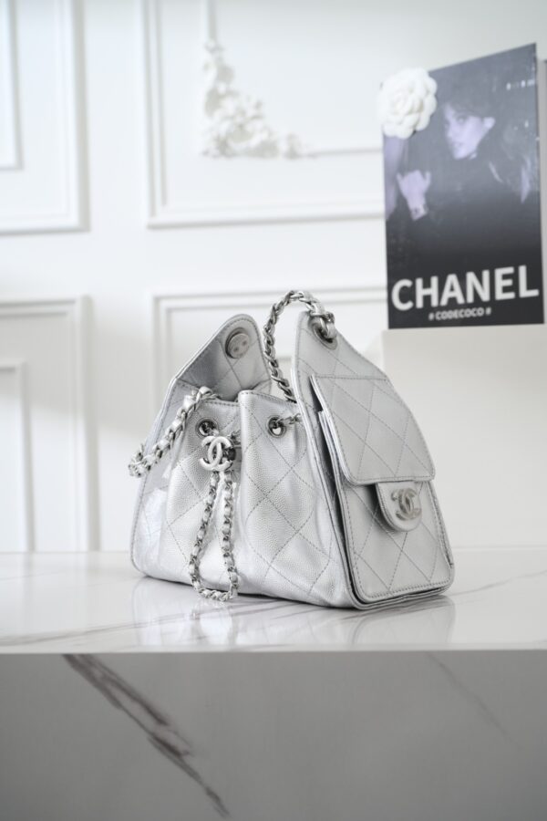 sy_no_71E5BC50DFEF7589213A8653BAC02C05_1 Chanel 26C Metallic Silver Caviar Calfskin Mini 25 Bag (Quilted Chain Bag / Shoulder Bag)