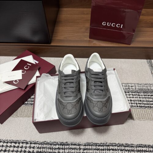 sy_no_72BA07CFC964C3A28C2F71812E2E0063_0 Gucci Re-Web Sneaker in Dark Grey GG Canvas & Leather