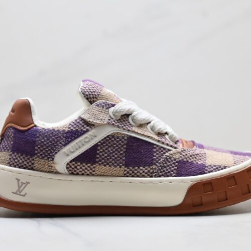 Louis Vuitton LV Groovy Purple & Beige Woven Damier Chunky Sneakers