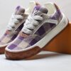 sy_no_73224DCE7DBBF62EF43F7F88DE8CE318_7 Louis Vuitton LV Groovy Purple & Beige Woven Damier Chunky Sneakers